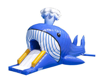 Aquatic Park Games Jumbo Inflatable Dolphin Water Slide With Obstacle Tunnle